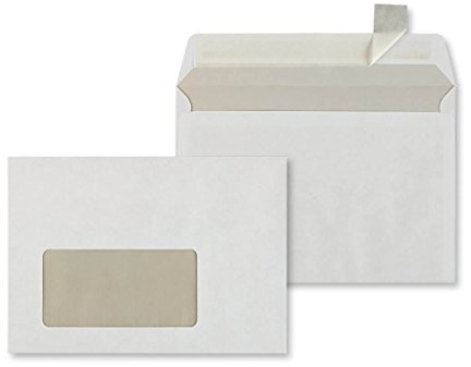1000 Briefumschläge DIN C6 114x162 mm haftklebend weiß mit Fenster Briefhüllen 100642