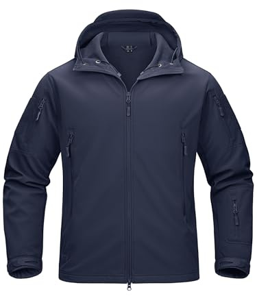 TACVASEN Mens Ski Jacket Blue Comfortable Safari Working Jacket Sweat Shirt Snowboard Skate Pullover Skating Cargo Workwear, UK 2XL (Tag 3XL), Navy Blue