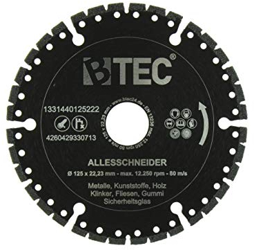 BTEC Profi Diamant-Trennscheibe Universal ALLESSCHNEIDER Trennscheibe 350mm x 25,40mm für Stahl, Eisen, Holz, GFK, Gummi, Glas, Bitumen etc