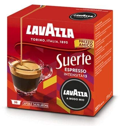 144 Capsule Caffe' Lavazza A Modo Mio Suerte | 100% Arabica, Note Fruttate e Floreali, Intensità 8/13, Tostatura Chiara
