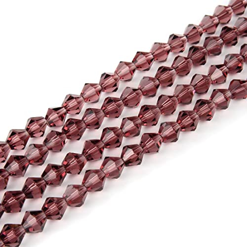 20 Strands Czech Faceted Bicone Crystal Loose Glass Beads Spacer Bulk 4mm (0.16 Inch) Small Burgundy Red (1740-1800pcs) for DIY Craft Jewelry Making CCB411