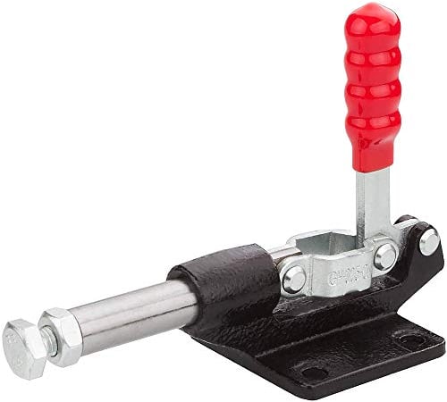 MINGZE 32MM Toggle Clamps GH-305-C, 230Kg/500 Lbs Holding Capacity Plunger Stroke Heavy Duty Metal Push Pull Clamp for Welding, Woodworking, Mould and Machine Operation Flange Base Plate GH-305-CM