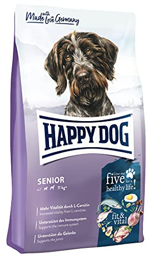 Happy Dog Supreme fit & vital Senior, 4er Pack (4 x 1 kg) | Seniorfutter ab 11 kg, angepasster Protein- & Phosphorgehalt, mit L-Carnitin, Probiergröße