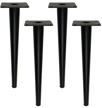 Geesatis 12 Inch Heavy Duty Furniture Legs Set of 4, 1322 lbs Capacity, Metal Legs for Furniture, Round Solid Iron Tapered Legs for Nightstand, Coffee Table, Desk with Mounting Screws, Black