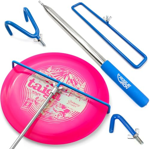 Rogue Iron Sports Disc Golf Retriever Pole Telescoping Disc Golf Accessories Grabber 16 inches to 16ft (Blue, 1, Inches, 1, Inches, 1, Inches, 16.00, Inches, 1, Inches)