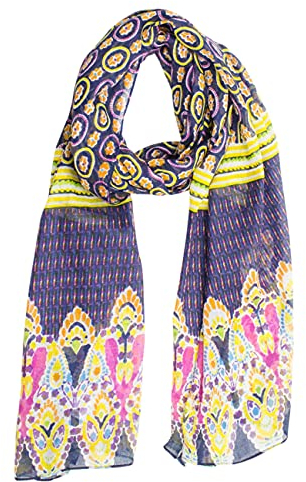 Sunsa Damen Sommer Schal. Frühling leicht & dünn 100% Baumwolle Tuch. Geblümt Halstuch als Geschenkideen für Frauen. (lila)