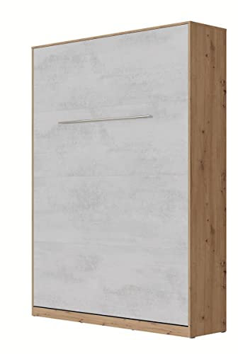 SMARTBett Schrankbett Standard Komfort 90x200 120x200 140x200 160x200 Bettschrank Wandbett (Wildeiche/Beton, 140 Vertikal Komfort)