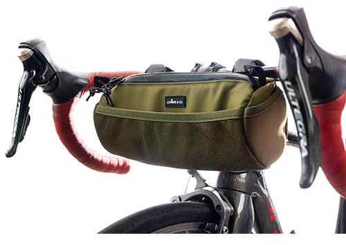 Lumiere & Co. Bike Handlebar Bag - Durable, Multiple-Size Options and Multi-Color Options -Dual Elastic Straps, Clips & Hook & Loop Attachments (Green, Medium)