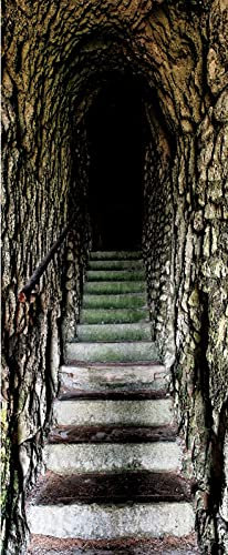 A.Monamour Türtapete Selbstklebend Türfolie Türposter 3D Dunkle Unterirdische Stein Bogen Höhlen Tunnel Treppe Vinyl Folie Türdeko Tapete Wandbild Türaufkleber Türtattoo 90 x 200 cm