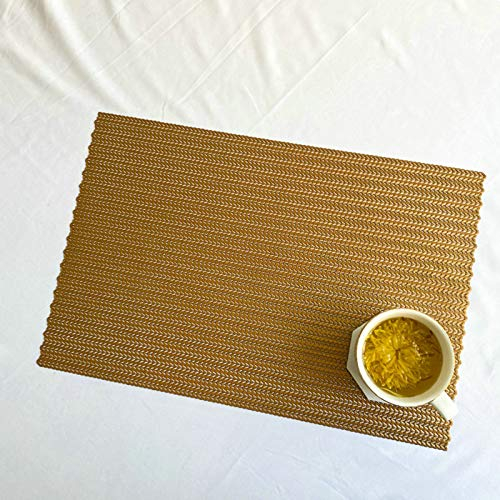 Bishilin Tischset Platzset 2er Set Abwaschbar, Platzdeckchen rutschfest 45x30 Hohl Weizen Muster Bronze, Tischset PVC für Küche Esstisch Glastisch
