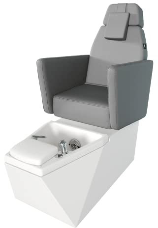 NEOBEAUTY BCN Sillón de pedicura SPA FASCINO con bañera incorporada cromoterapía 2 Motores para inclinación Respaldo y displazamiento del Asiento (Gris)