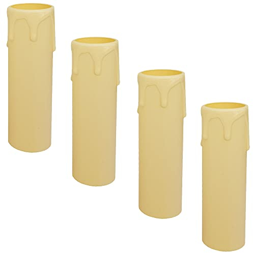4x E14 Kerzenhülse mit Tropfen Creme Elfenbein ø24mm Innen – 85mm Länge – für Kronleuchter & Lüster