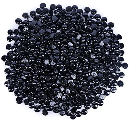 Galashield Black Flat Glass Marbles for Vases Glass Gems Beads Pebbles Vase Filler (5 LBS, Approx. 450 PCS)