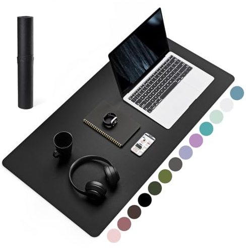 YSAGi Non-Slip Desk Mat, Waterproof Large Mouse Pad 80x40 cm Black | Protects From Scratches, Stains, Spills, Ultra-Thin for Precise Mouse & Writing, Easy-Clean for Office, Home, Decor