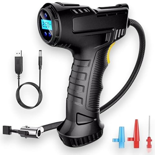 HomeVibe 2000mAh Battery-Powered Automatic LCD Digital Car Tyre Inflator | Handheld Air Compressor Pump for Easy Tire Inflation