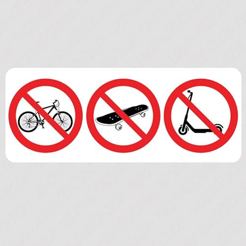 1 Autocollant de 15 CM Panneau Interdit aux vélos, Skateboards et trottinettes