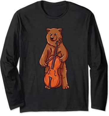 Spielender Cello-Bär Langarmshirt