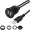 chenyang USB 2.0 Flush Mount 1 Male to 2 Female Extension Cable for Car Dashboard Panel Mount Waterproof Dustproof