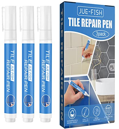 Lecerrot 3 Pieces White Grout Pen, White Tile Paint, Tile Bath Pen, Restorative Grouting Pen Repair Pen Marker Wall Bath Floor Kitchen