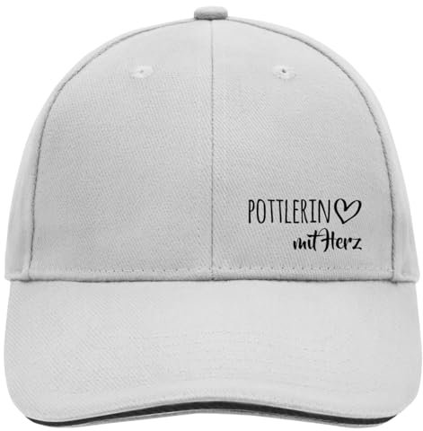 Huuraa Cappy Mütze Pottlerin mit Herz Dark Grey/White Baumwolle 6-Panel Kappe Geschenkidee