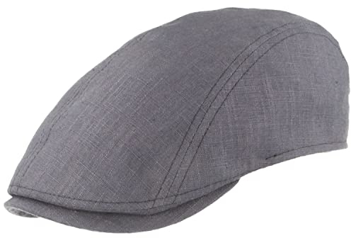 Breiter Herren Schiebermütze Flatcap Schirmmütze Leinen Innenfutter (as3, Numeric, Numeric_61, Rauchblau)