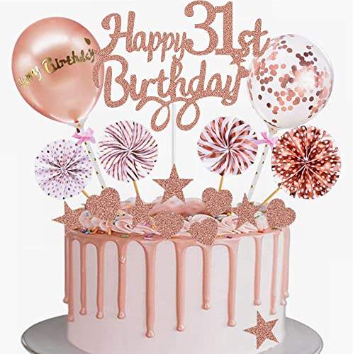 Yunchu Online Tortendeko 31. Geburtstag Frau Happy 31th Birthday Cake Topper Roségold Kuchen Topper 31 jahre Frau Kuchendeko 31. Geburtstag Tortendeko für 31. Geburtstag Cupcake Toppers