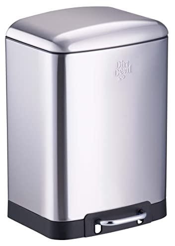 Dirt Devil Poubelle à Pédale 12L - Poubelle de Cuisine avec Fermeture Douce - Acier Inoxydable - Poubelle Intérieure Amovible - 27.2 x 25.5 x 40.2 CM - Argent