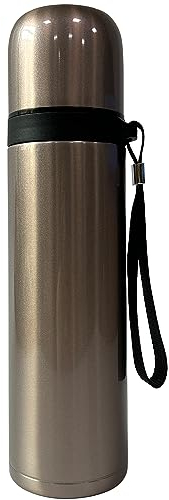 NMM 500ml Bouteille Thermos en Acier Inoxydable avec Tasse, Résistant au Lave-vaisselle Gourde Double Paroi Isolée Sous Vide, pour Sport, Gym, Voyage,Boissons Chaudes ou Froides - Or