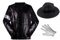 Shuanghao Kostüme Anzugjacken Jacket Top+Hat+Glove 3PS für Erwachsene Kinder Weihnachten Halloween Cosplay Puppe Partys Tänze Retro Punk Männer Frauen Mäntel Outfits Kleidung (Schwarz 185cm)