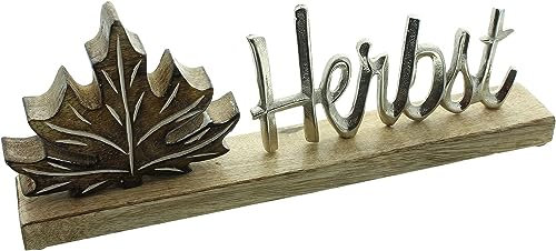 Dekoleidenschaft Schriftzug Herbst aus Mango-Holz & Aluminium, 35 cm breit, Herbstdeko, Deko-Buchstaben, Tischdeko zum Hinstellen, Fensterdeko, Dekoschriftzug