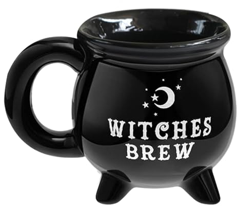 Tasse Chaudron Witches Brew - Tasse À Café en Céramique Noire Sorcière, Décor Halloween, Verre Fantaisie pour Table