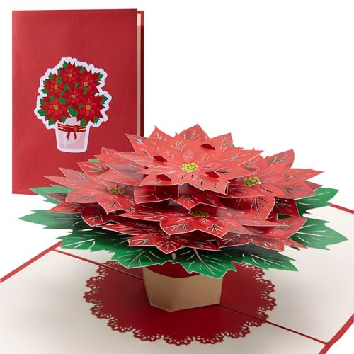 Diese-Klappkarten 3D Karte Weihnachten Pop Up Weihnachtsstern - Weihnachtskarte Freundin Frauen - Weihnachtskarten mit Umschlag - 3D PopUp Karte für Geldgeschenke - Gutschein Karte