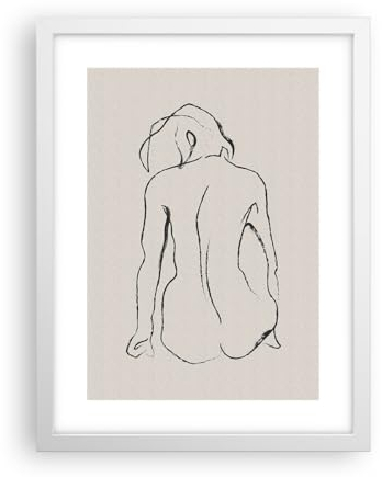 Poster Weißrahmen Akt Linie Zeichnung Deko 30x40cm Wandposter Art Prints Wandbilder Dekoration Wohnzimmer Schlafzimmer Küche Wanddeko Bild Wand Kunstdruck Modern Wall Art Decor - P2WPA30x40-5900
