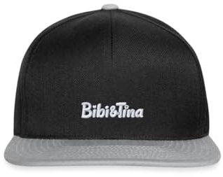 Spreadshirt Bibi und Tina Logo Stick Snapback Cap, One Size, Schwarz/Grau