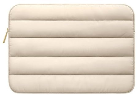 Housse pour Ordinateur Portable Sacoche Étanche avec 4 Couches de Protection, Puffer Laptop Sleeve Beige 15,6 Pouces