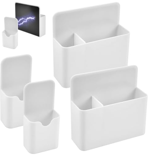 skytowards 4 PCS Porte-Crayon Magnétique Porte Marqueur Magnétique, Porte-marqueurs avec Séparateur, Pot a Crayon Magnetique, Support de Crayons Magnétique pour Tableau Blanc Réfrigérateur, Blanc