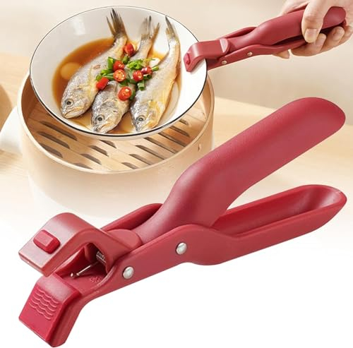 Bimhayuu Multi-Purpose Anti-Scald Bowl Holder Clip for Kitchen, Silicone Non-Slip Heat Insulation Anti-Scald Clip,Bowl Holder Pot Pan Gripper Tongs,Hot Pan Grabber Hot Dish Tongs (Red)
