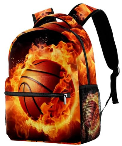 FVQL Rucksack für Kinder, Schultasche mit mehreren Taschen, Basketball mit Feuer, abstrakt, Colorkkd93, 11.5x8x16in/29.4x20x40cm