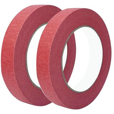 Qrity 2 Nastro in Carta per Mascheratura, 24mm x 50m, Nastro di Carta, per Imbianchino, Mascheratura, Rosso