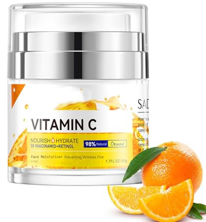 Vitamin C Face Cream With Niacinamid,Retinol, Face Moisturiser For Women,Anti Aging Wrinkles,Orange Extracted Organic Face Cream Natural Skin Care For Dark Spots Acne,Fine Lines