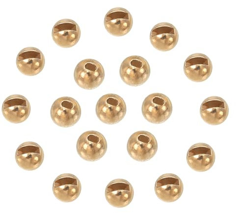 PATIKIL 2.8mm Fly Tying Tungsten Beads, 50 Pcs Tungsten Slotted Beads Tungsten Round Ball Beads for Jig Hooks Fishing Materials, Brass