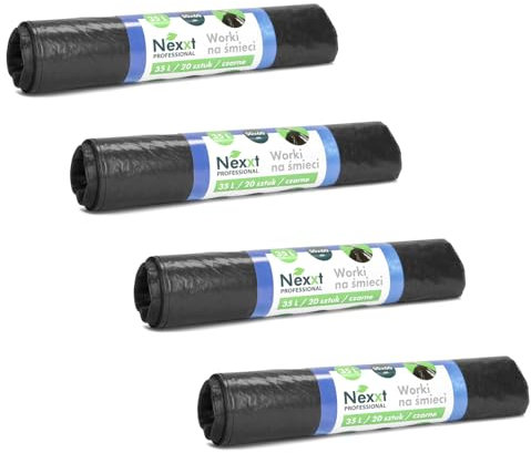 Emerson 80 reißfeste Müllsäcke | extra starke Abfallsäcke | 4er Pack Schwarz Rollen | 35L Fassungsvolumen 50x60 cm | stabile Müllbeutel aus umweltfreundlicher Recyclingfolie