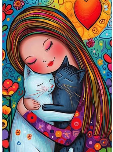 QENSPE Abstrakte Diamond Painting Set für Erwachsene, 5D Diamond Painting Katze Diamond Art Anfänger DIY Kristall Strass Diamant Kunst Handwerk für Home Wand Dekor 30x40 cm