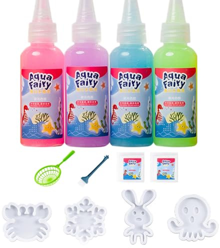 Eevhrqw Magic Water Gel, Magic Water Elf Set,DIY Magisches Wassergel Perle Sensorisches Spielzeug, 6 Flaschen DIY Magisches Wasser Gel 100ML,3D DIY Bunte Meerestiere Spielzeug Für Kinder