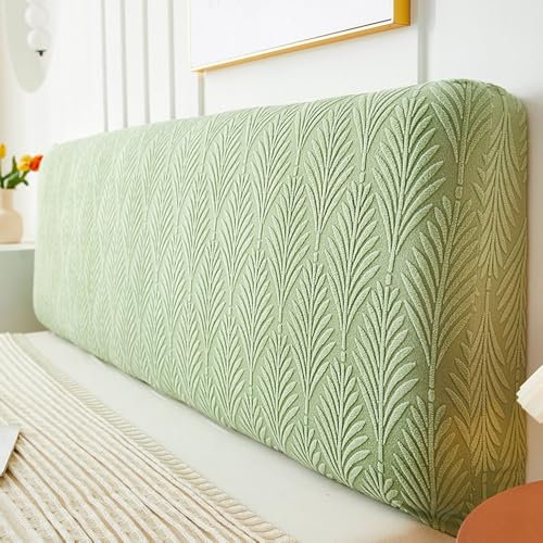 Hearda Blattdruck Bett Kopfteil Bezug, Weicher Strecken Bett Kopfteil Hussen, Staubdicht Bettkopfteil Husse, Verdickt All-Inclusive Bettkopfteil Bezug für Schlafzimmer (Grün,180cm)