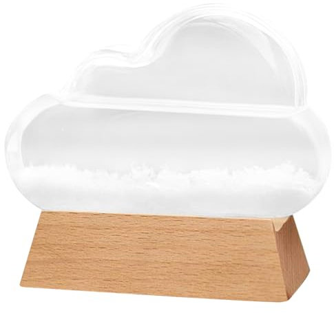 Predittore meteorologico della nuvola di tempesta, predittore meteorologico in vetro tempesta con base in legno, stazione bottiglia del barometro a nuvole decorative, ornamento della bottiglia dell