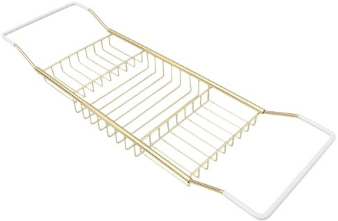 PHENOFICE Estante De Almacenamiento Retráctil Antideslizante para Bañera Soporte para Teléfono De Acero Inoxidable Bandeja para Baño Casa