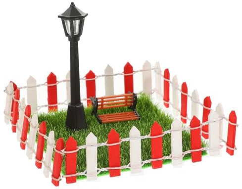 KOMBIUDA 1satz Miniatur Gartenmöbel Mit Straßenlaterne Und Zäunen Dekoration Für Puppenhäuser Und Miniaturgärten Und Maßstab