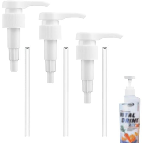 HQRKOTM 3 Stück Dosierpumpe 1L Sirup,Schraubflasche Dosierspender Sirupspender Wiederverwendbar Pumpaufsatz Shampoo Pumpspender Pumpkopf für 28/410 Gewindebehälter Flasche
