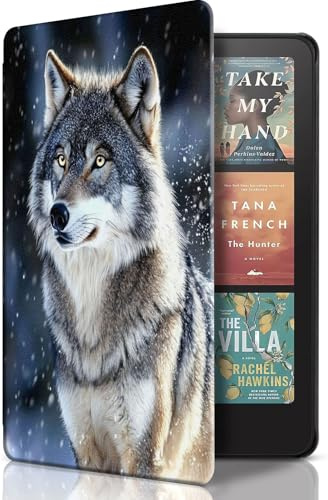 Case for Kindle Paperwhite 12th Gen 2024 (7) & Kindle Colorsoft Signature Edition – Premium PU Leather Cover with Auto Sleep/Wake, Lightweight & Durable Kindle Paperwhite Case, Wolf 03
